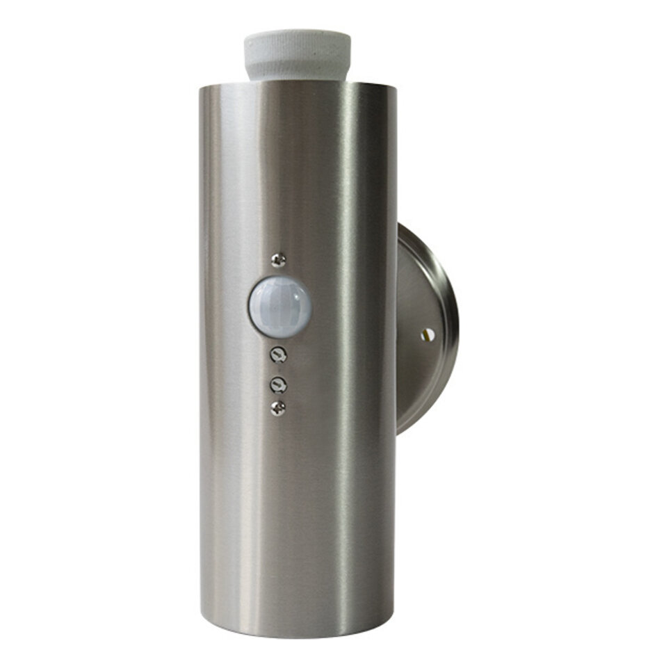 Vägglampa i rosfritt med sensor  - Salvatore