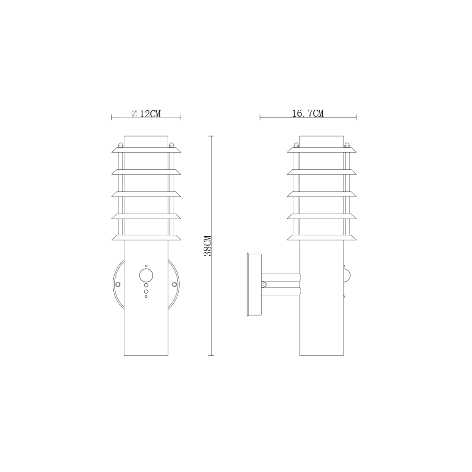 Vägglampa i rosfritt med sensor  - Salvatore