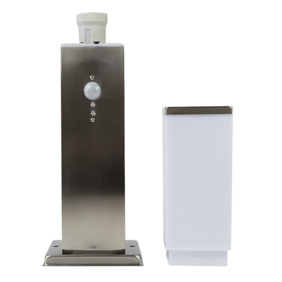 Golvlampan Leopoldo i rostfritt med sensor, 45 cm