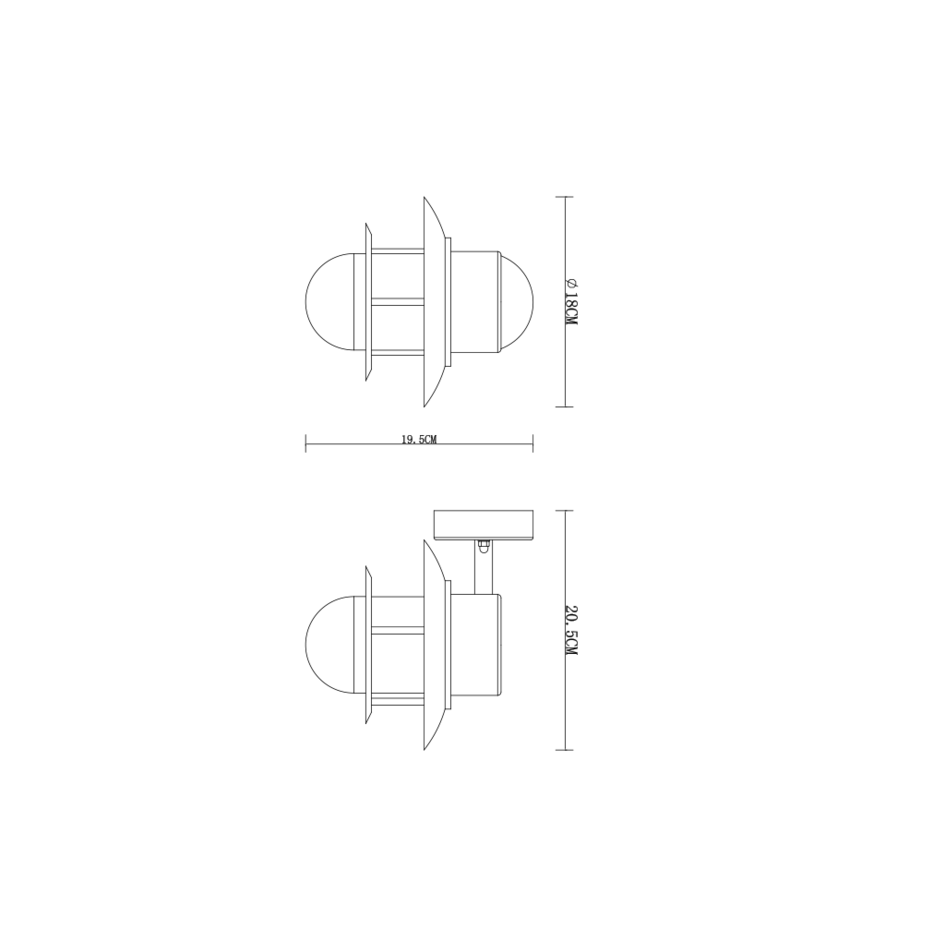 Lantliga vägglampan i rostfritt - Fabio
