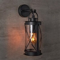 Industriella vägglampan Alicia i rostfritt stål och glas -svart