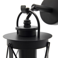 Industriella vägglampan Alicia i rostfritt stål och glas -svart