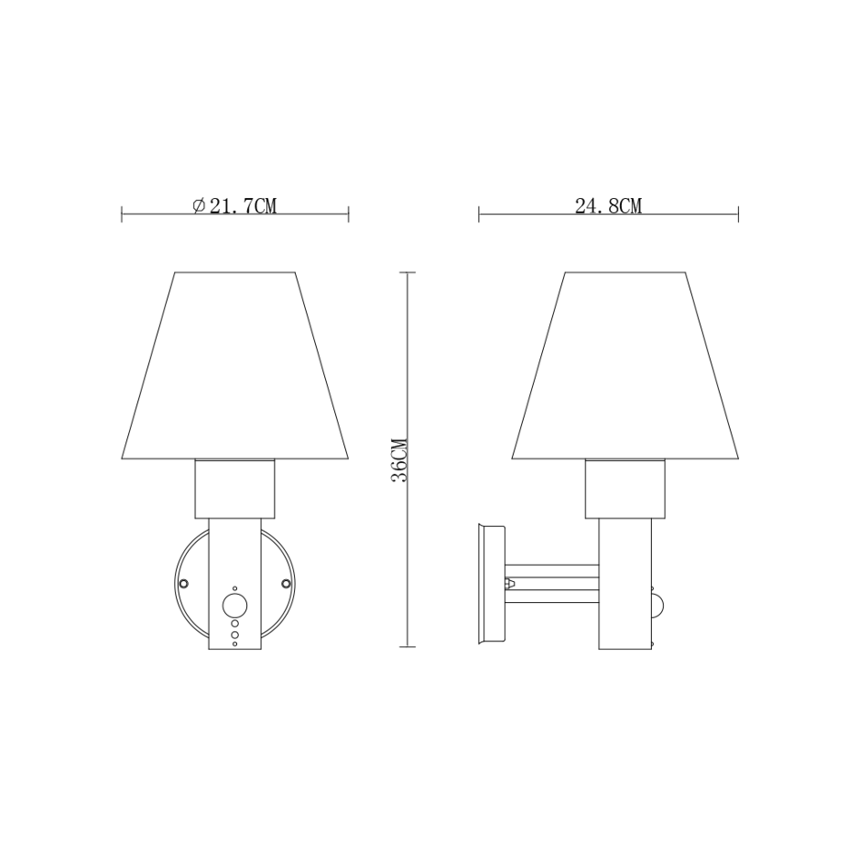 Utomhus vägglampa med skärm och sensor - Marta