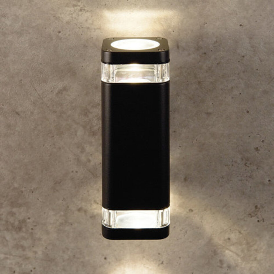 Svart utomhus vägglampa Mario, tvåsidig