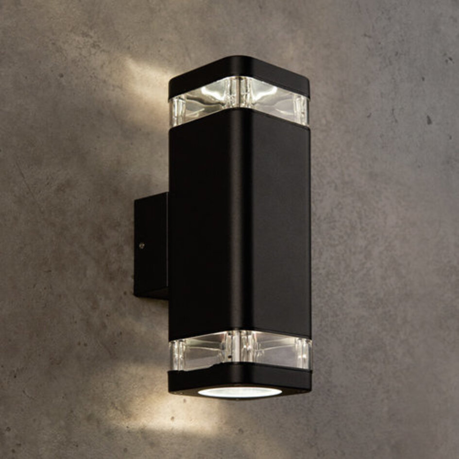 Svart utomhus vägglampa Mario, tvåsidig