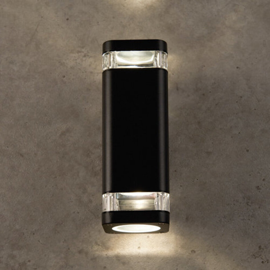 Svart utomhus vägglampa Mario, tvåsidig