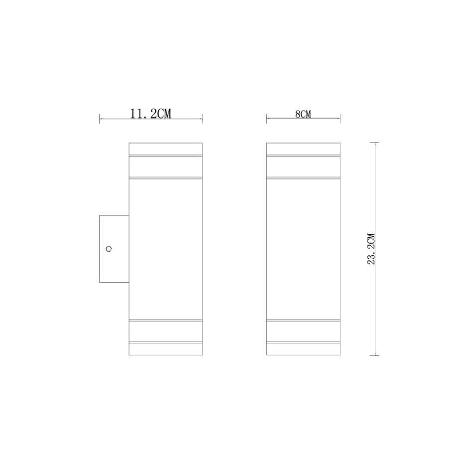 Svart utomhus vägglampa Mario, tvåsidig