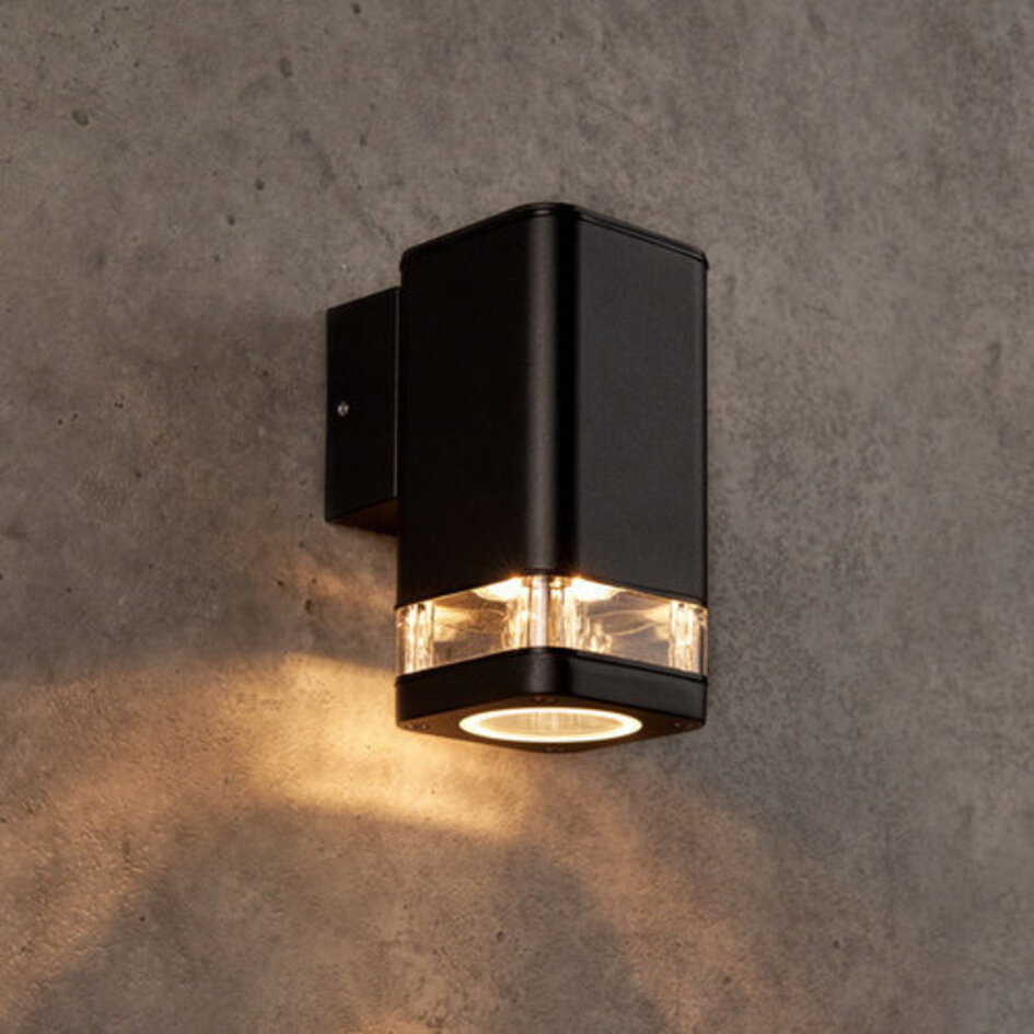 Modern kvadratisk vägglampa Marino, svart