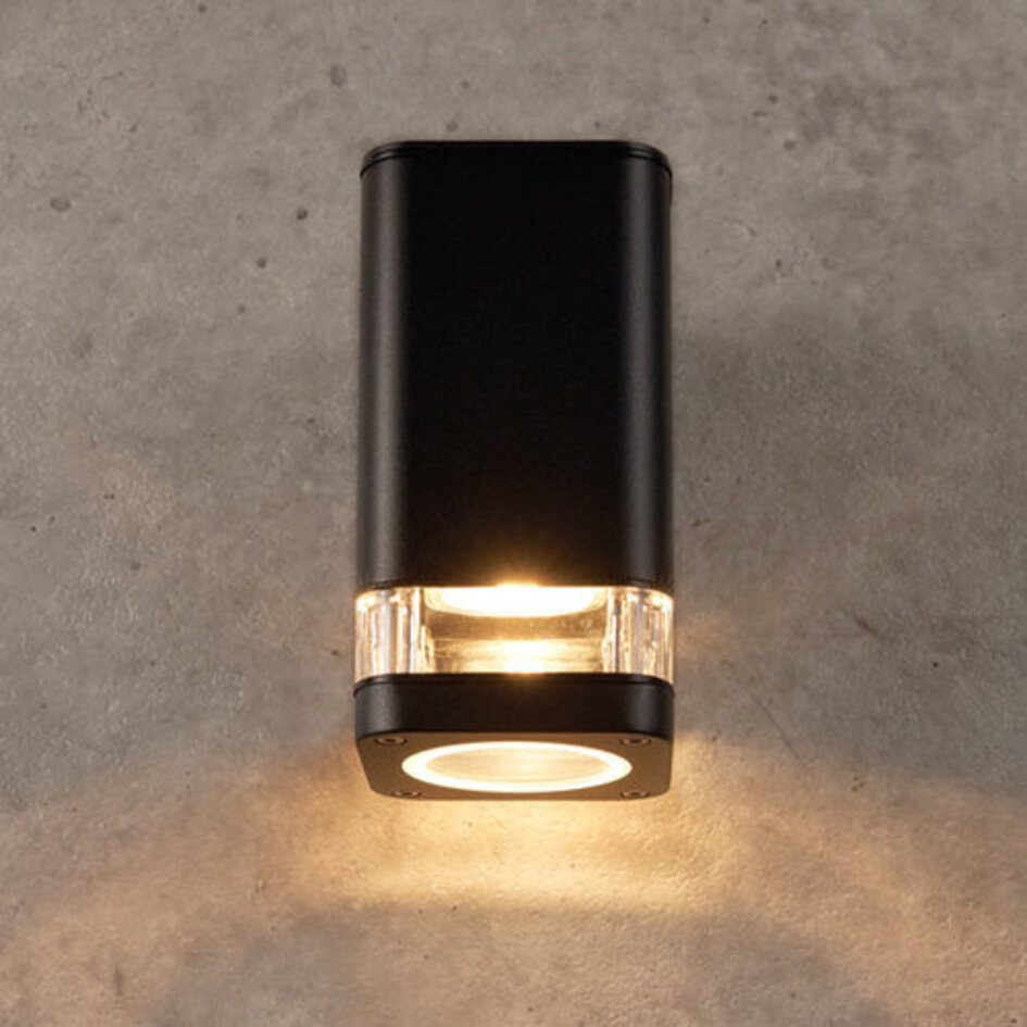 Modern kvadratisk vägglampa Marino, svart