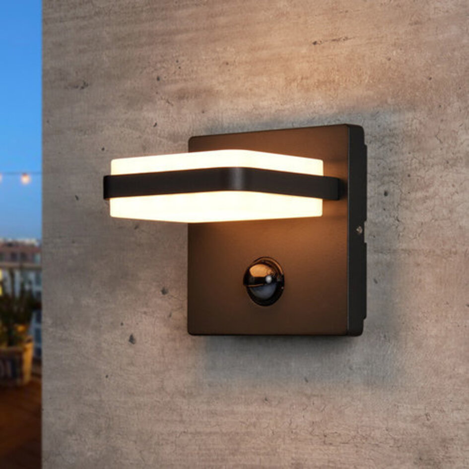 Vägglampa med sensor Stefano - antracit