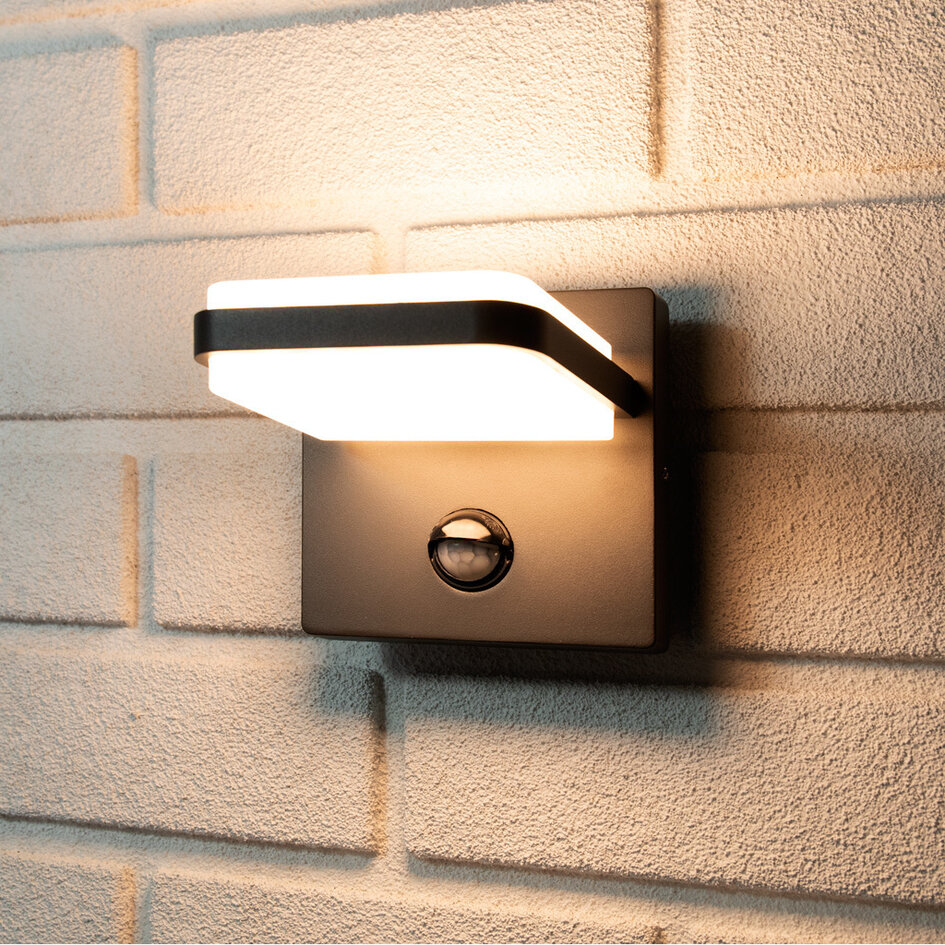 Vägglampa med sensor Stefano - antracit