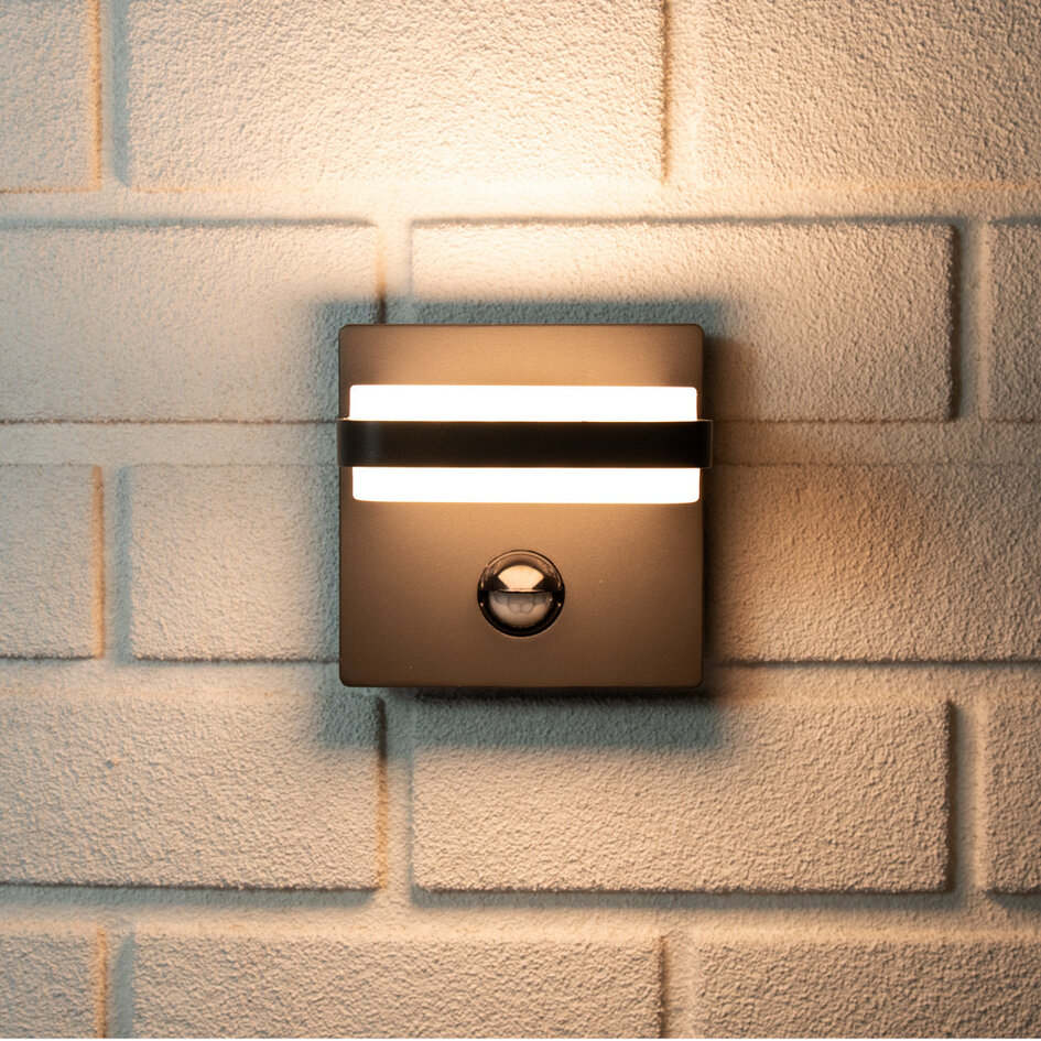 Vägglampa med sensor Stefano - antracit