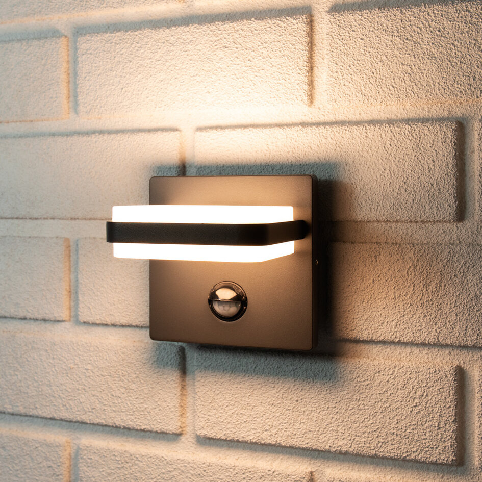 Vägglampa med sensor Stefano - antracit