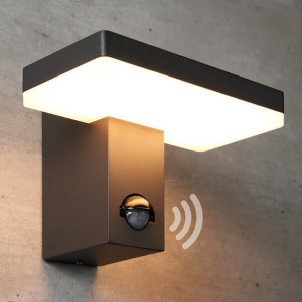 Vägglampa svart med sensor - Roberto