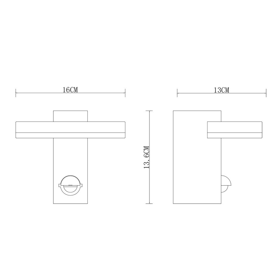 Vägglampa svart med sensor - Roberto