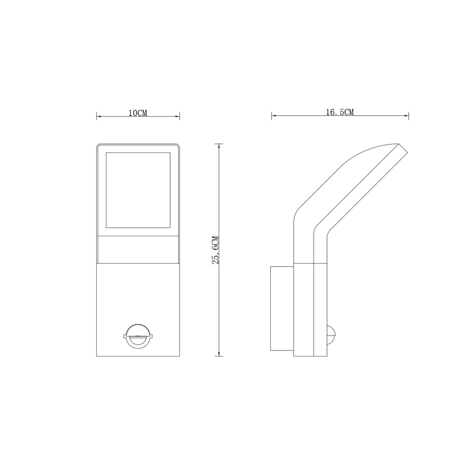Svart vägglampa Franco med sensor