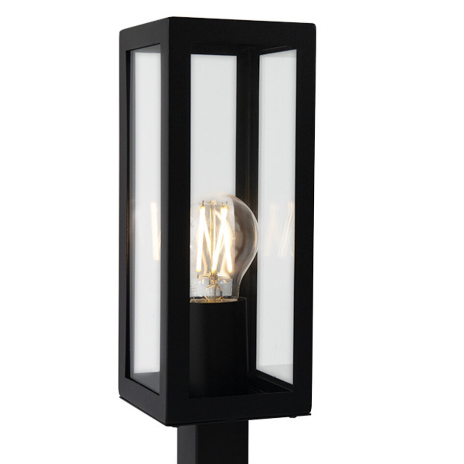 Industriell utomhus lampa i svart rostfritt stål Alessio med glas, 50 cm