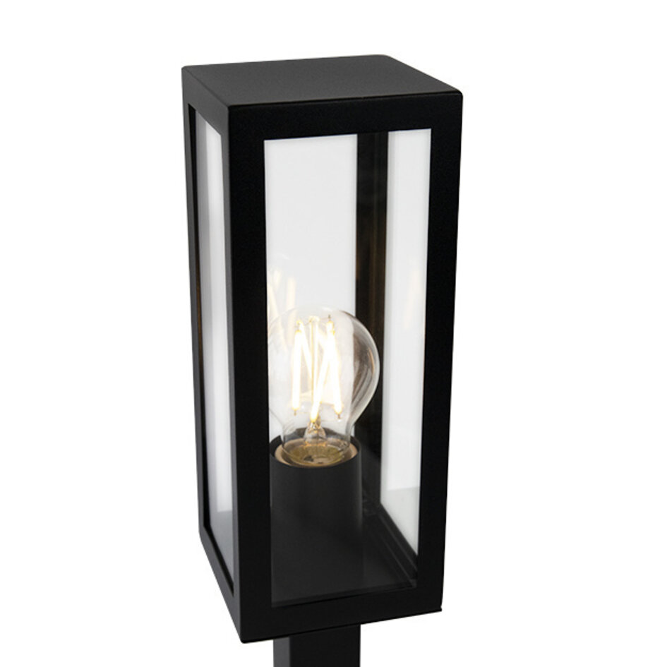 Industriell utomhus lampa i svart rostfritt stål Alessio med glas, 50 cm