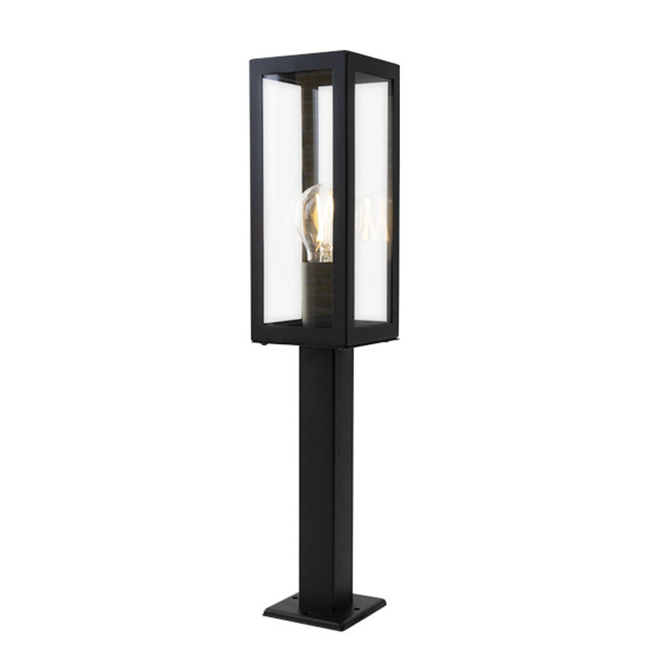 Industriell utomhus lampa i svart rostfritt stål Alessio med glas, 50 cm