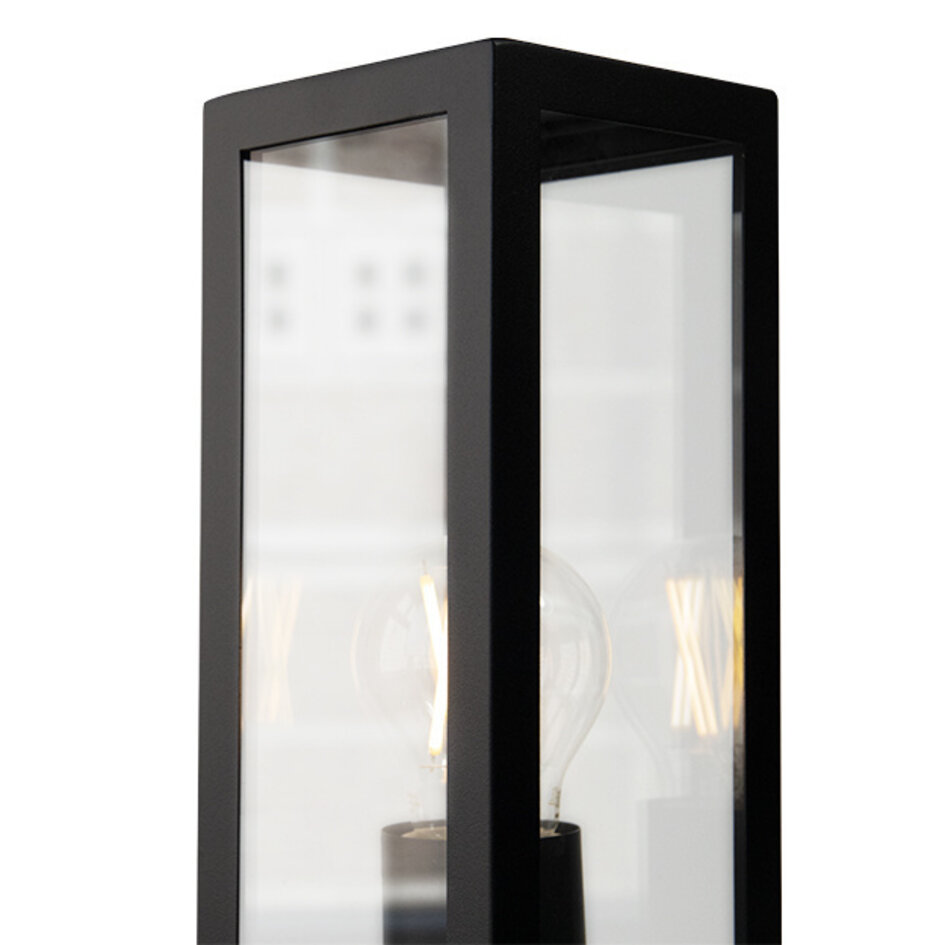 Industriell utomhus lampa i svart rostfritt stål Alessio med glas, 50 cm