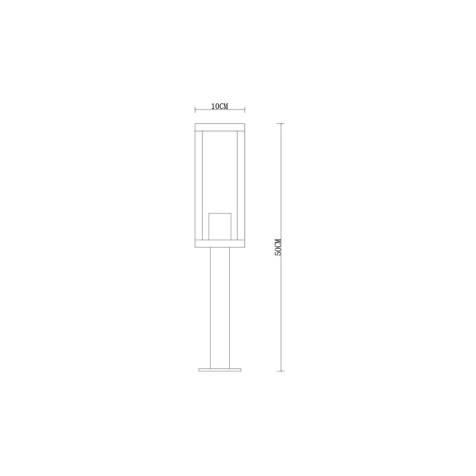 Industriell utomhus lampa i svart rostfritt stål Alessio med glas, 50 cm