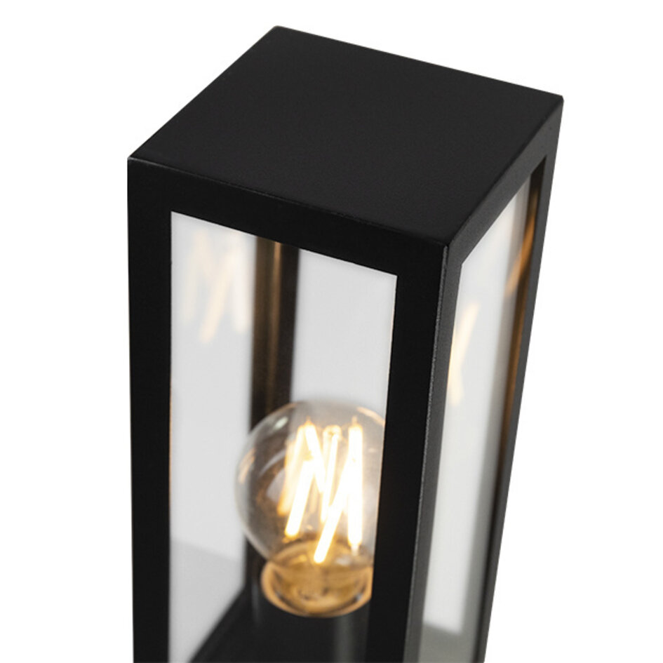 Industriell utomhus lampa i svart rostfritt stål Alessio med glas, 80 cm