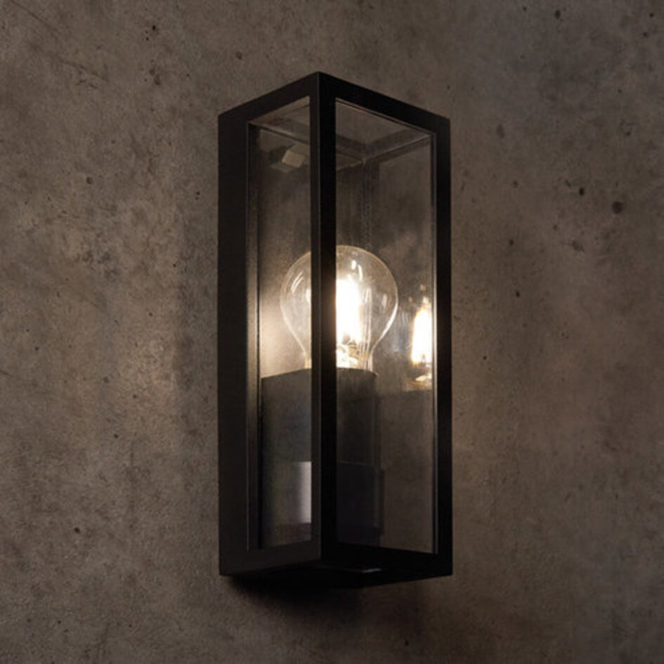 Vägglampa svart rostfritt stål med glas - Filippo