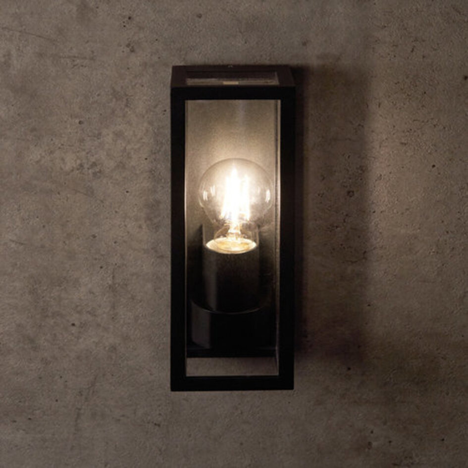 Vägglampa svart rostfritt stål med glas - Filippo