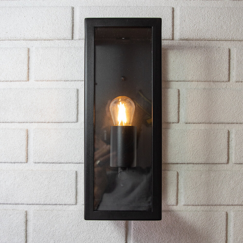 Vägglampa svart rostfritt stål med glas - Filippo