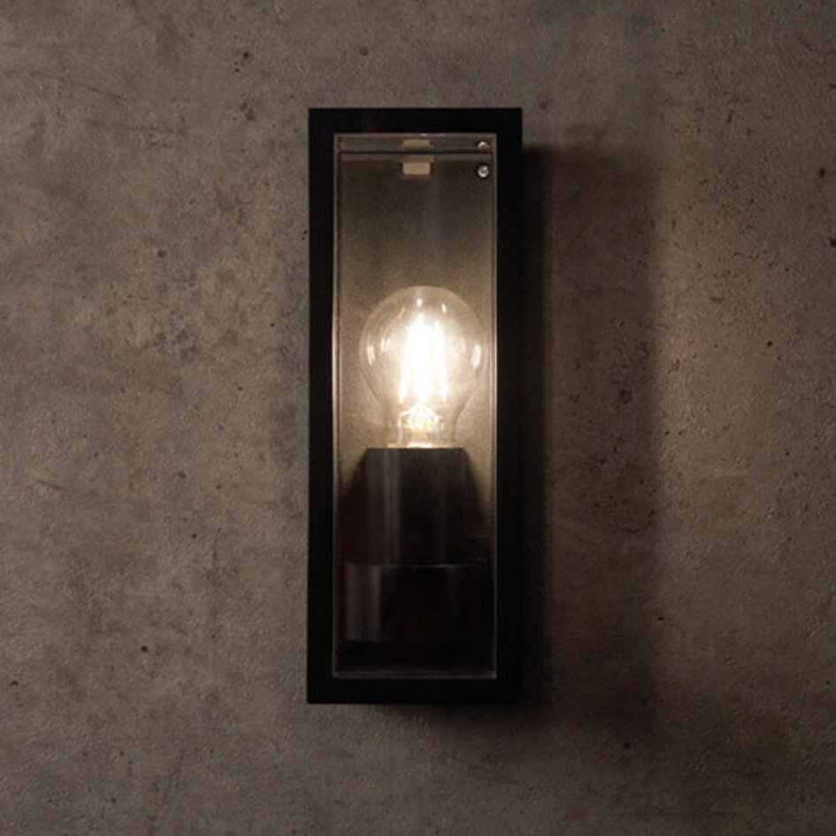 Vägglampa svart rostfritt stål med glas - Filippo