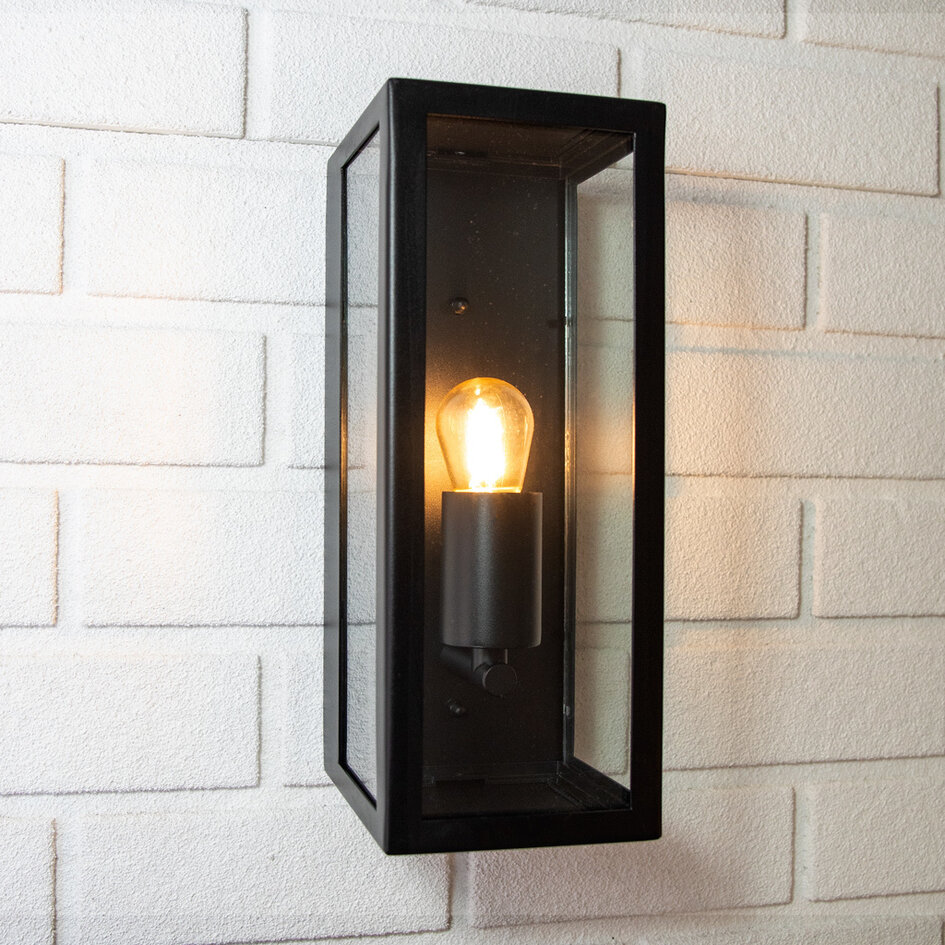 Vägglampa svart rostfritt stål med glas - Filippo