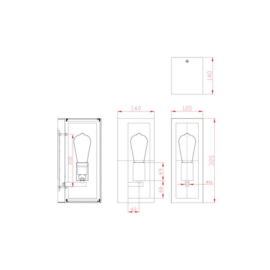 Vägglampa svart rostfritt stål med glas - Filippo