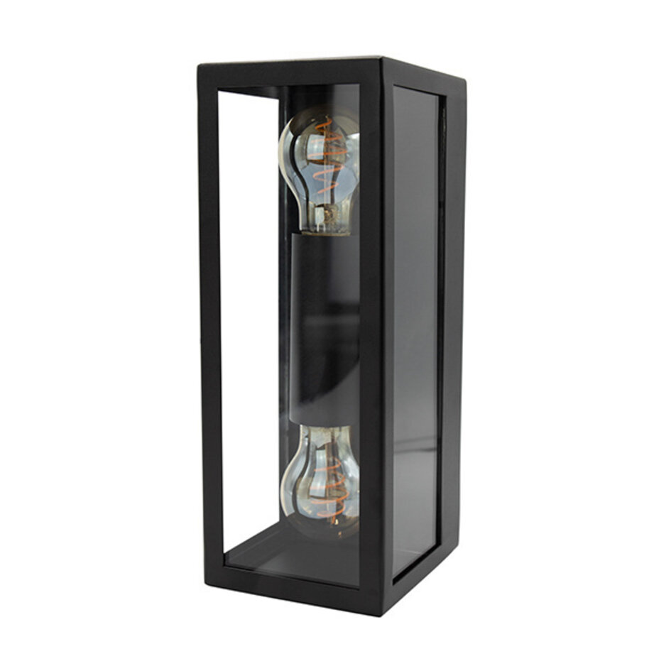 Vägglampa Diana svart rostfritt stål 2-ljuskällor med glas