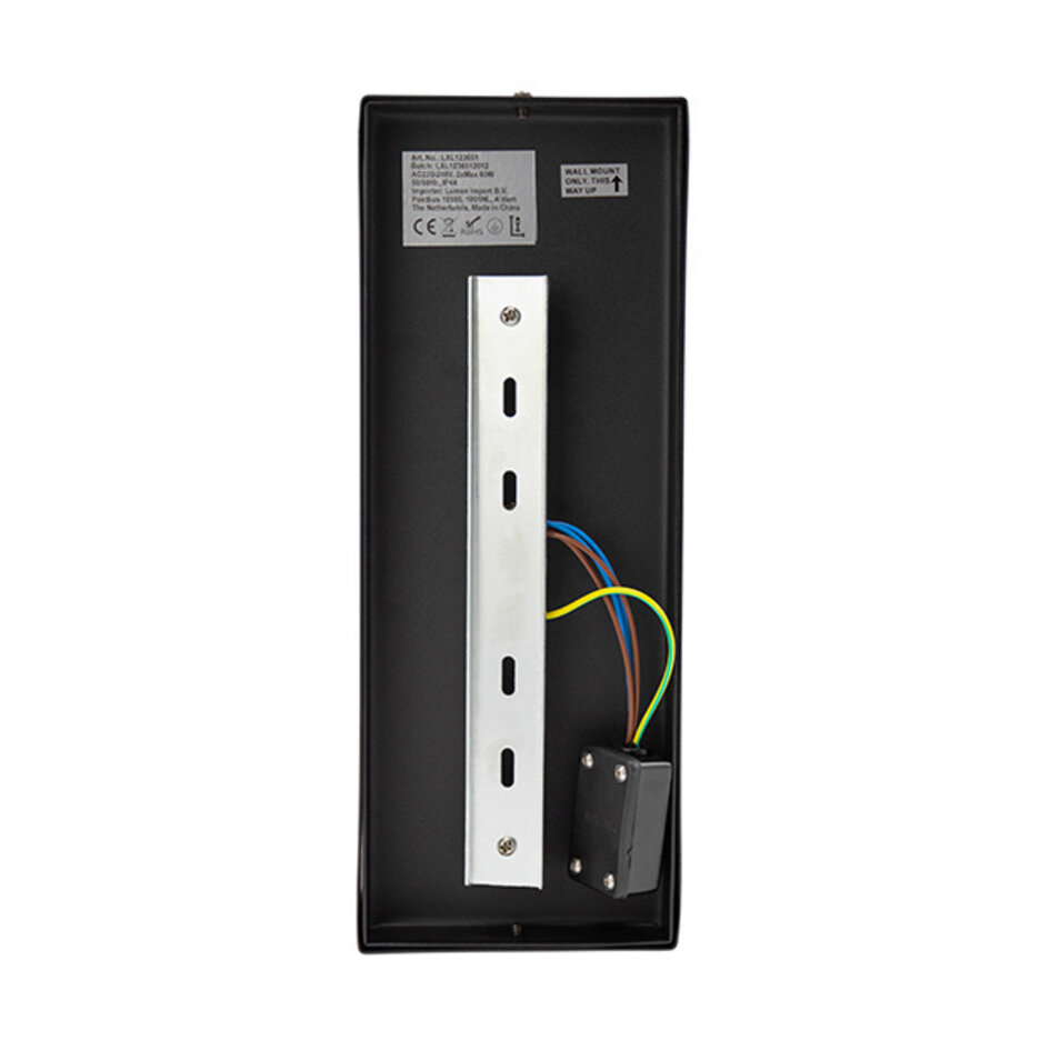 Vägglampa Diana svart rostfritt stål 2-ljuskällor med glas