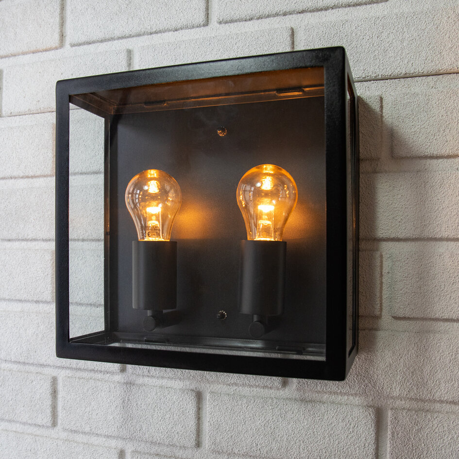 Industriell Gabriella i rostfritt stål och glas - svart