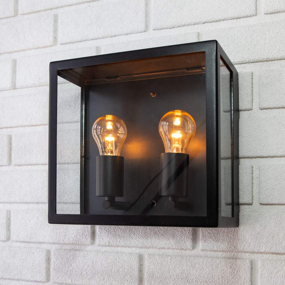 Industriell Gabriella i rostfritt stål och glas - svart