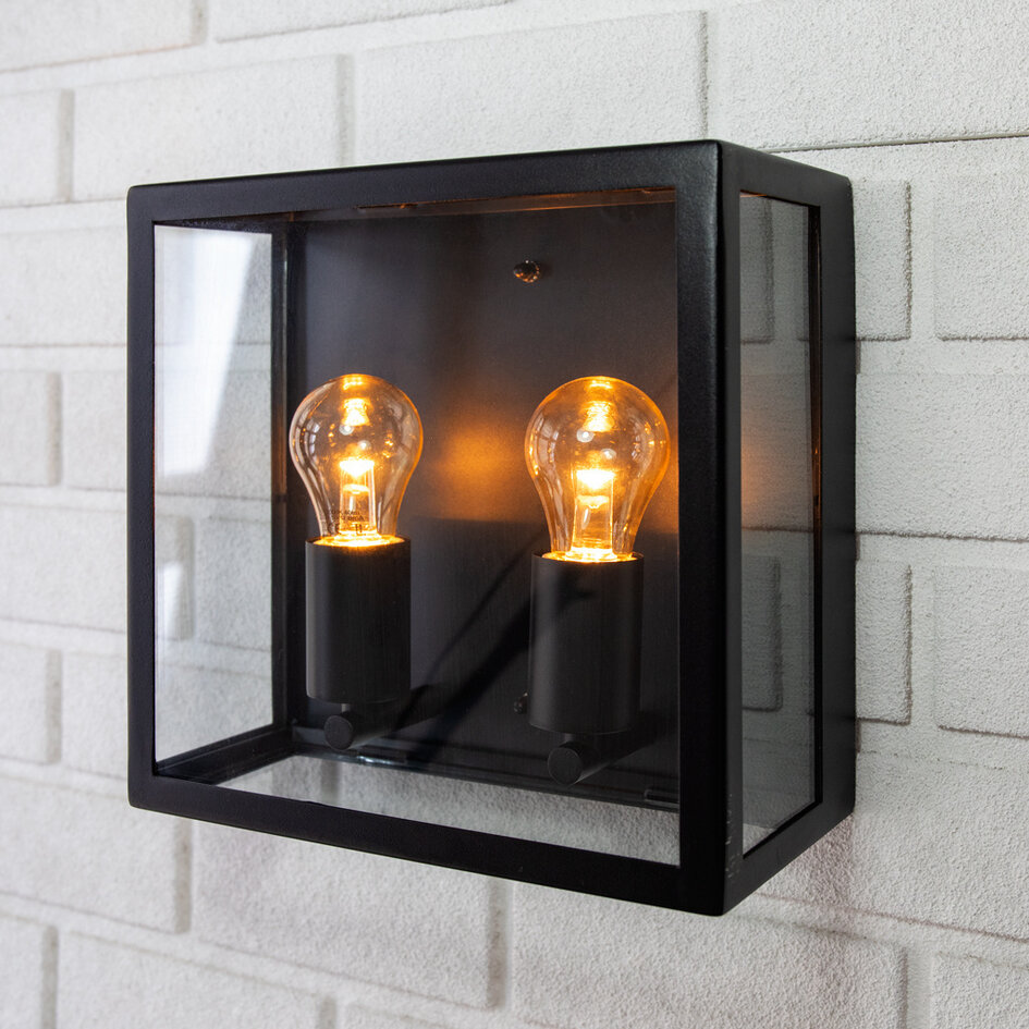 Industriell Gabriella i rostfritt stål och glas - svart