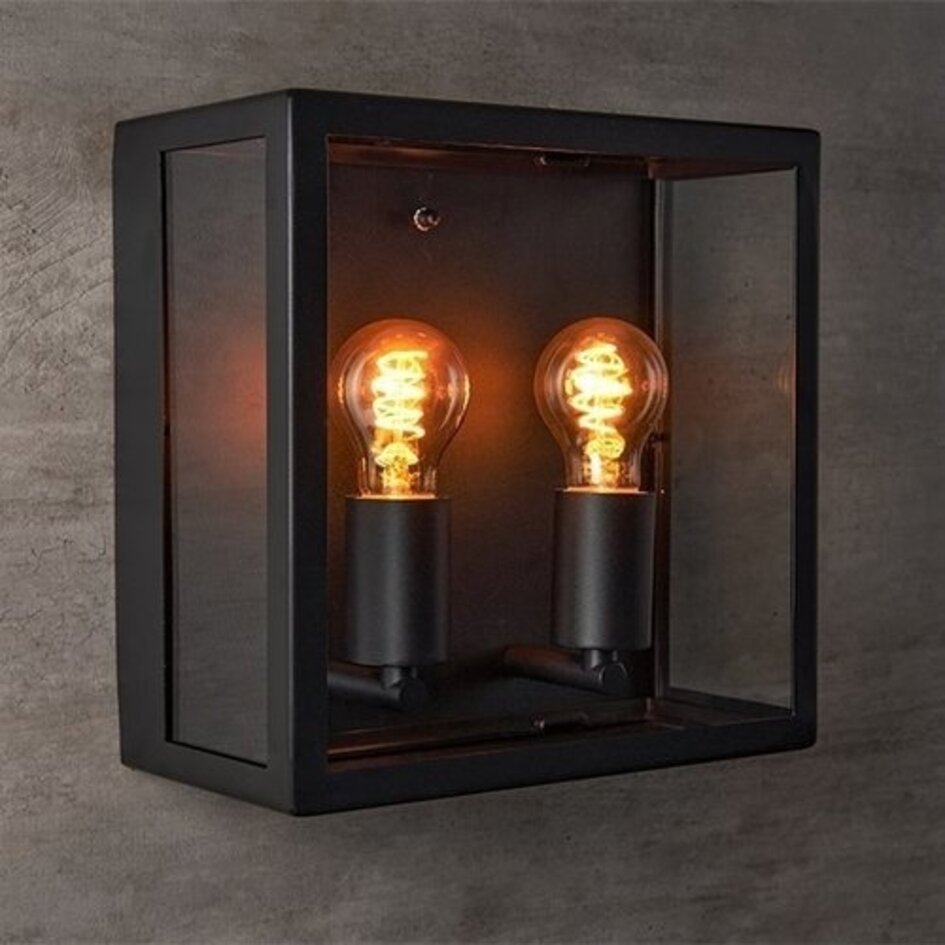 Industriell Gabriella i rostfritt stål och glas - svart