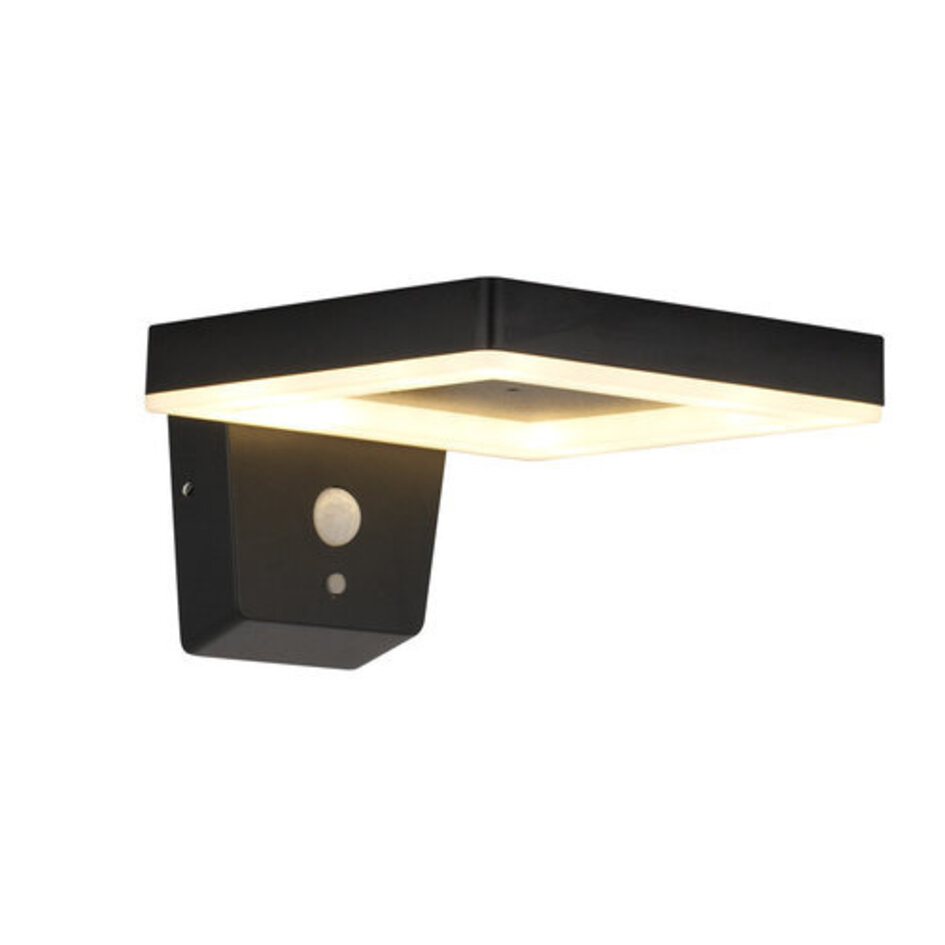 Modern utomhusvägglampa med solcell och sensor Pablo - svart
