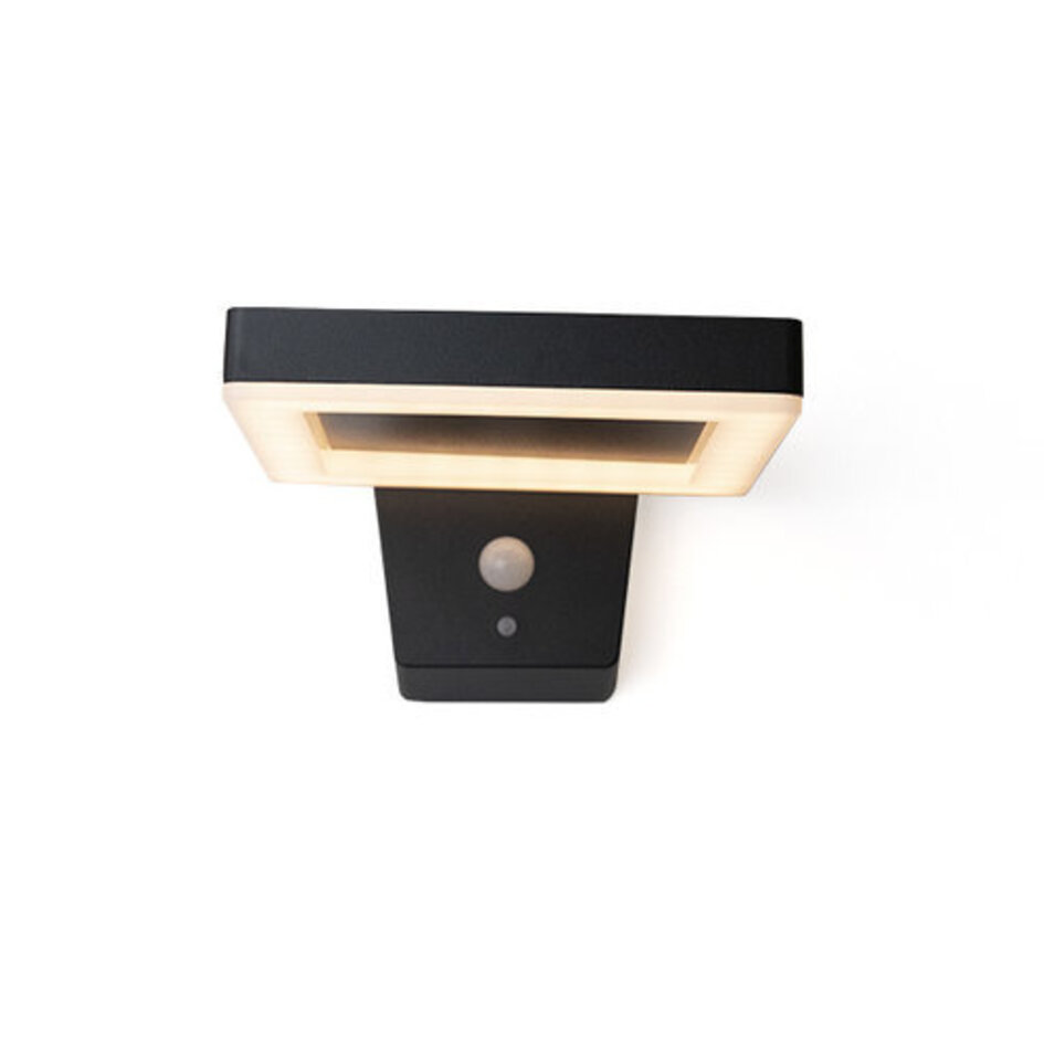 Modern utomhusvägglampa med solcell och sensor Pablo - svart