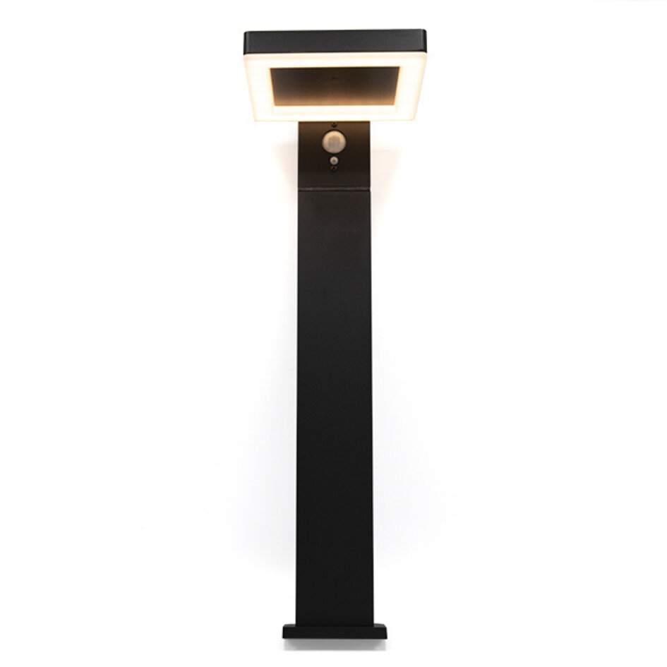 Svart solcell golvlampa med sensor Paulo - 50 cm