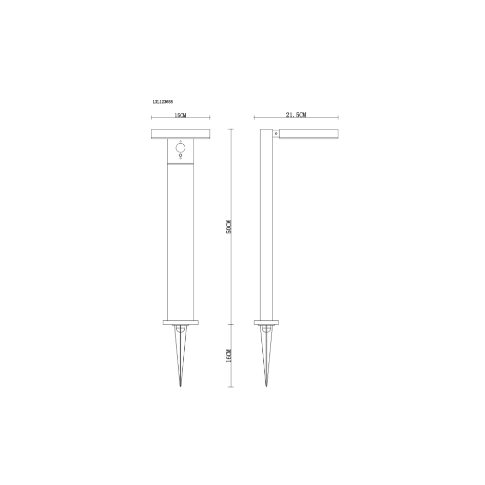 Svart solcell golvlampa med sensor Paulo - 50 cm