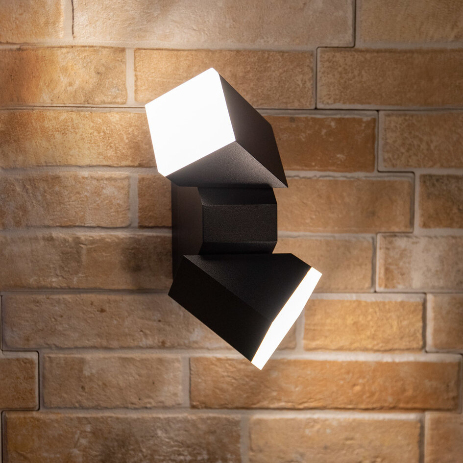 Justerbar vägglampa Michael, 2-ljus - svart