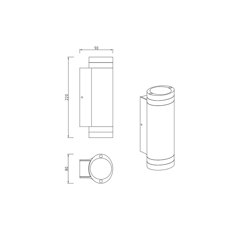 Utomhusvägglampan Showman 2-ljus - svart