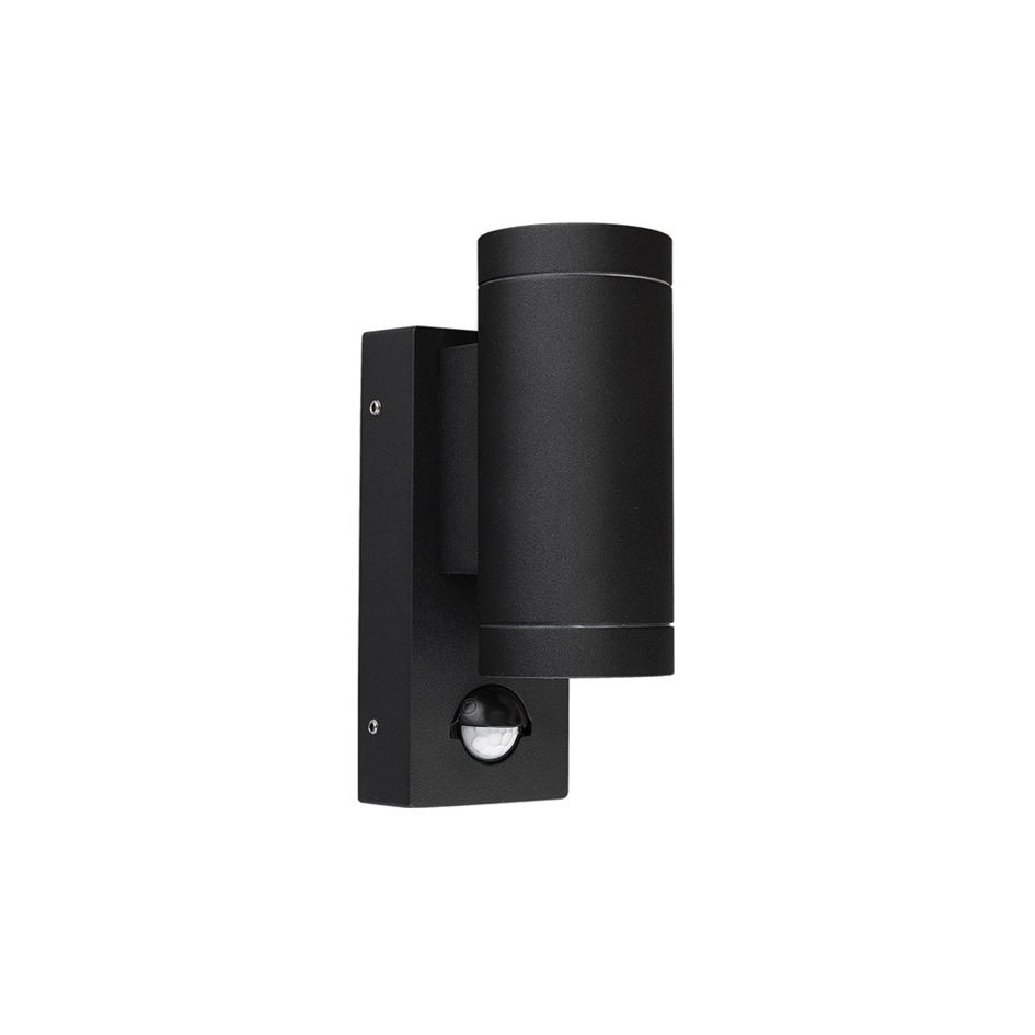 Modern rund vägglampa med sensor  - antracit