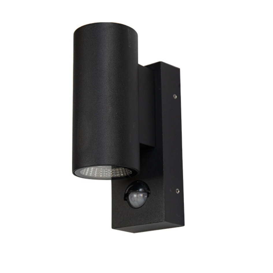 Modern rund vägglampa med sensor  - antracit