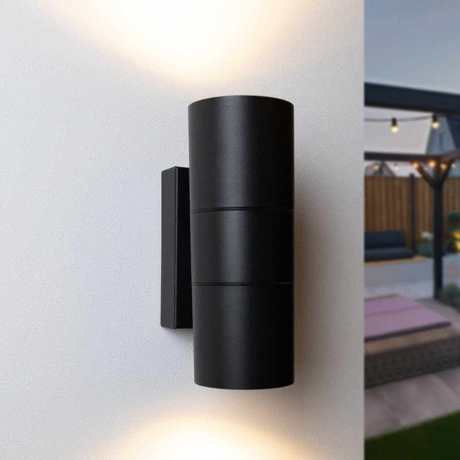 Rund svart vägglampa Olivia - 2-lampor