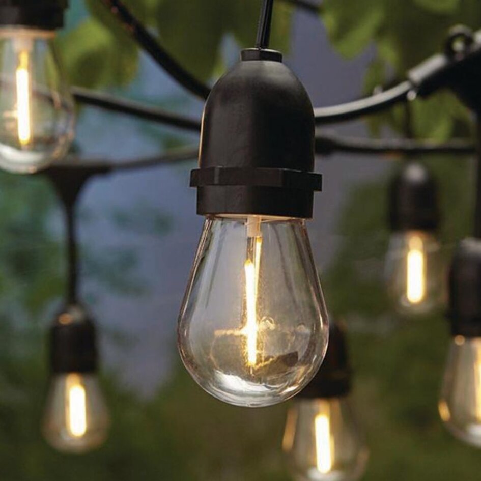 Sol-ljusslinga för utomhus med 15 lampor i hängande fattning - 15 Meter