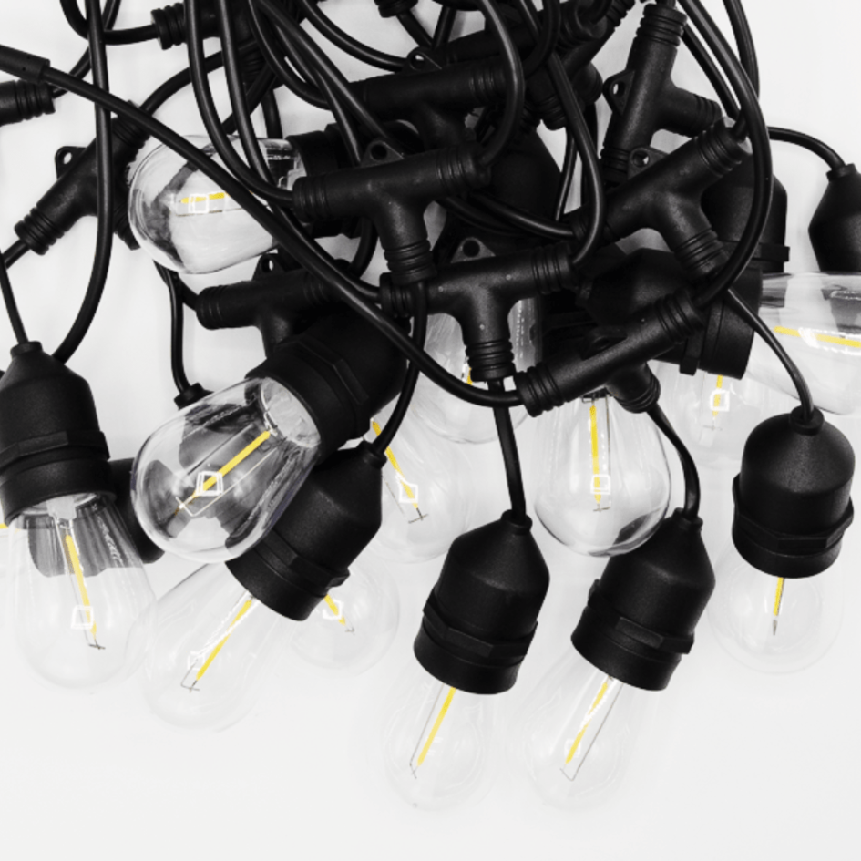 Sol-ljusslinga för utomhus med 15 lampor i hängande fattning - 15 Meter