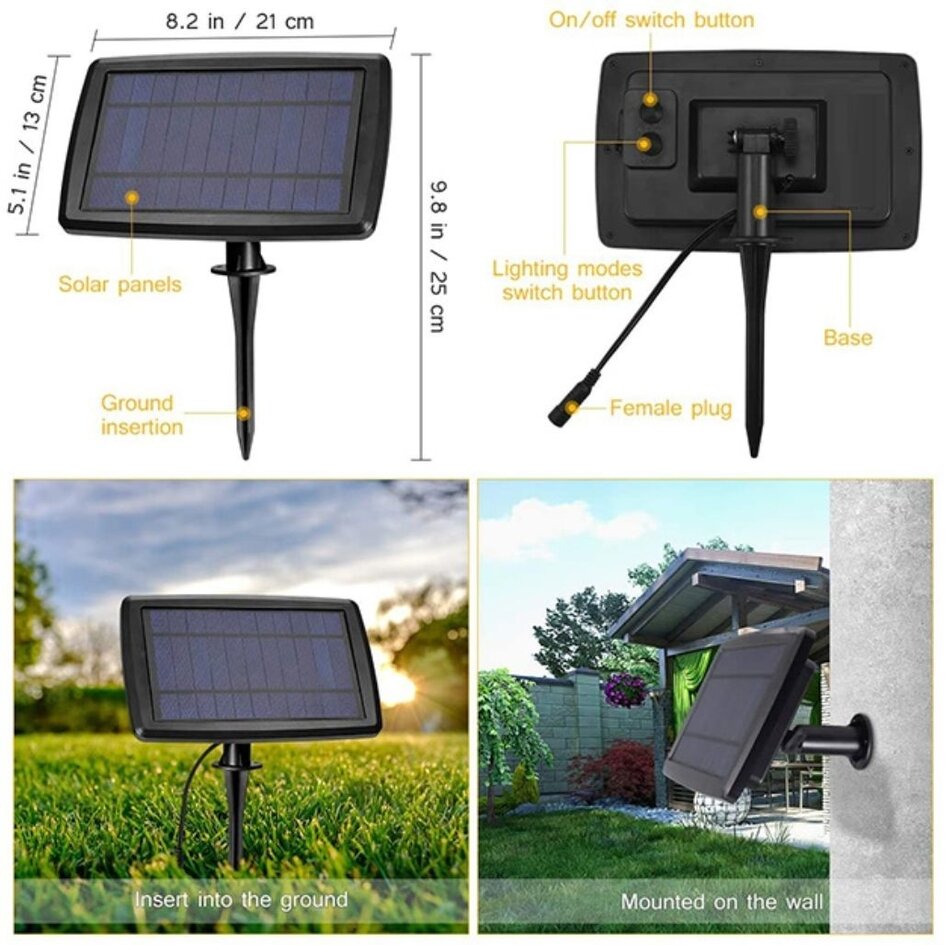 Sol-ljusslinga för utomhus med 15 lampor i hängande fattning - 15 Meter